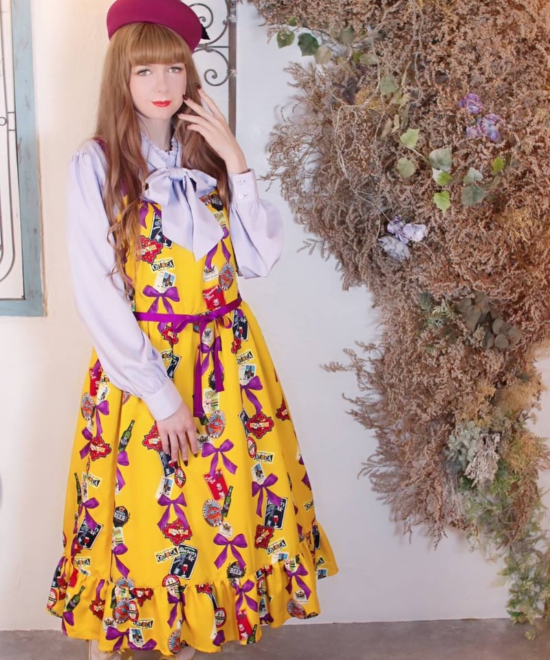 Tipsy Ribbon Jumper Skirt(yellow)Lサイズ | Perla n Tipsy Ribbon Jumper Skirt(yellow)Lサイズ | Perla n