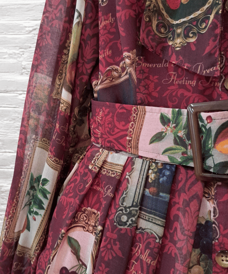 Fruit Still Life Art Museum one-piece dress（wine）