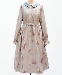 キャットサーカス襟付きワンピース（グレー）