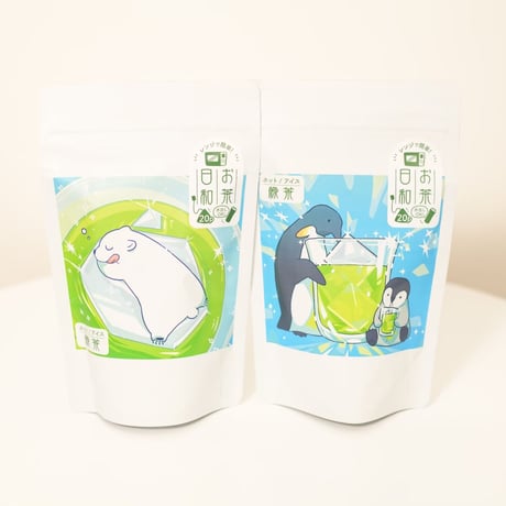 緑茶ＴＢ『白くまのうずらちゃん』抹茶入緑茶ＴＢ『ペンギンのだいふくさん』２本セット