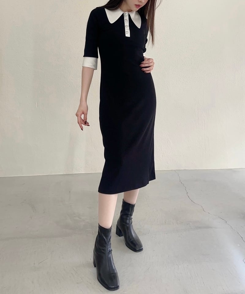 未使用●新品●tibi●ティビ●ワンピース●ビジュー●グレー●ニット●ビーズ装飾 透かし編みティアードニットワンピース SPIRALGIRL│SPIRALGIRL
