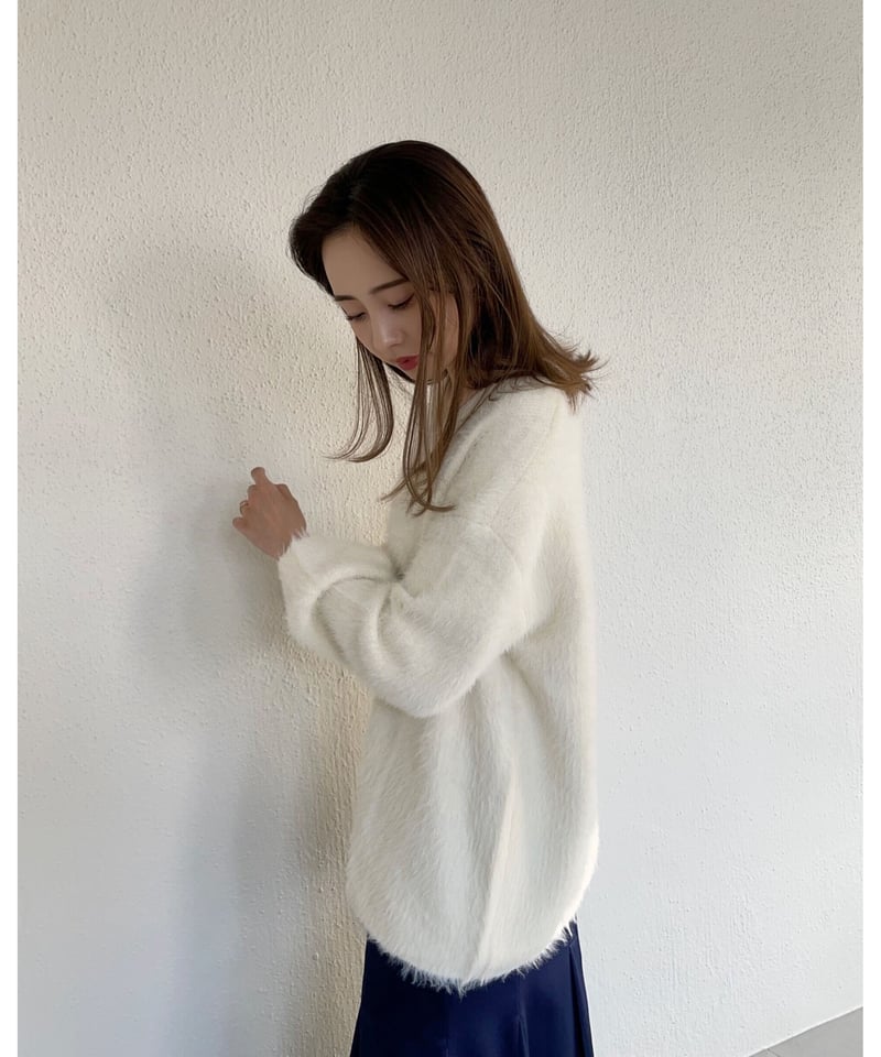 【美品✨】CLANE ふわふわ　モヘヤオーバーニット　シャギー　ゆったり　抜け感 Amazon.co.jp: シャギーニット クルーネック モコモコ 白 あたっ