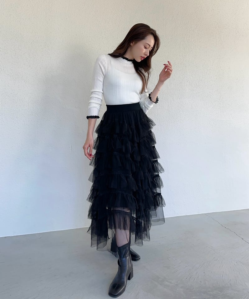 チュールフリルニットスカート | FURBLE