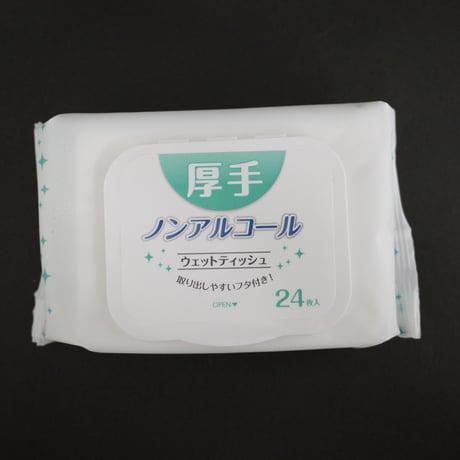 フタ付きノンアルコール厚手ウェットティッシュ 24枚　×10セット　4906327903399