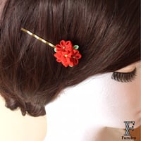 3色＊つまみ細工　小さな丸つまみのブーケ　ヘアピン