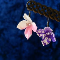 2色＊着物の紫陽花の一片　～鹿の子模様～　フックピアス/イヤリング