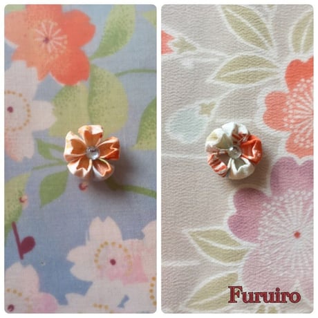 [限定]2柄＊つまみ細工　サクラ　ピンバッジ（メンズブローチ）