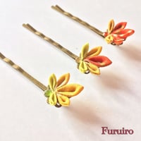 [限定]3色セット＊つまみ細工　紅葉　ヘアピン