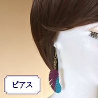 7柄＊和柄鶴の羽根　冬　フックピアス
