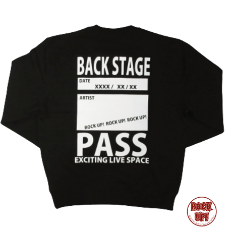 「BACK STAGE PASS」スウェット｜オリジナルブランドROCK UP!のロゴ入り｜ロックTシャツ バンドTシャツ