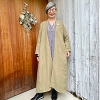 【受注品】4型✴︎卒入学にも普段着にもさらっと羽織れる四角コート✴︎高級ベルギーリネン肉厚✴︎綾織✴︎グリーンベージュ