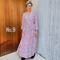 【完成品1点物Ｌ】No.9   憧れのカシュクールドレス✴︎気持ちいい極薄コットン★白×紫花柄