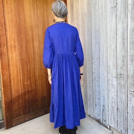 【受注品】憧れのカシュクールドレス　✴︎高級シャリ感リネン100%✴︎ラピスラズリブルー