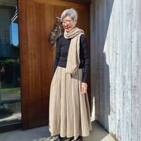 【No.7】★冬が楽しいスカート★25'26'秋冬●【No.7  生成り×ベージュストライプ】★国産高級ウール100%★共布ミニマフラー付き！