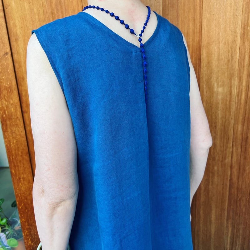 受注品☆真夏に着たいノースリーブワンピース ✴︎インクブルー色