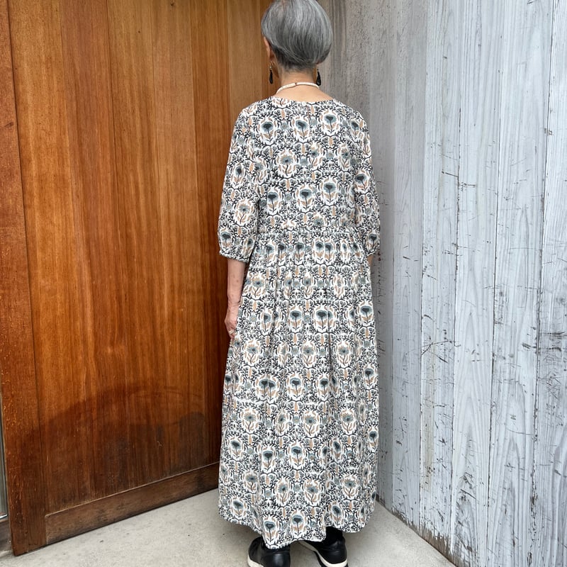 受注品】No.41柄 ウエスト切り替えギャザー万能ワンピース✴︎インド