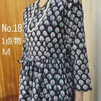 【完成品1点物Ｍ】No.18    憧れのカシュクールドレス✴︎気持ちいい極薄コットン★濃紺×ピンク花柄