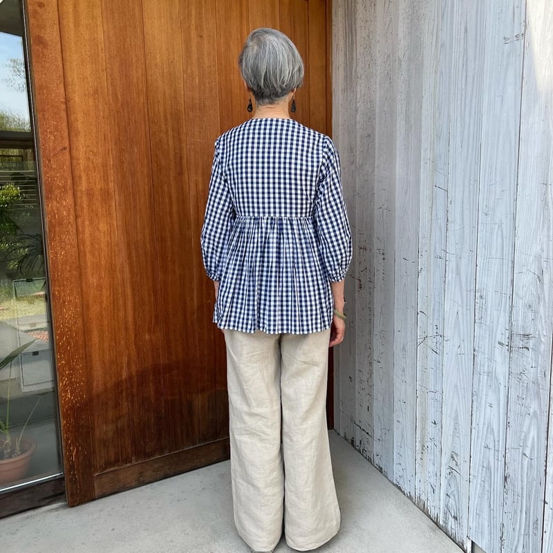 受注品】憧れのラバリ風ジャケット☆ギンガムチェック紺×白