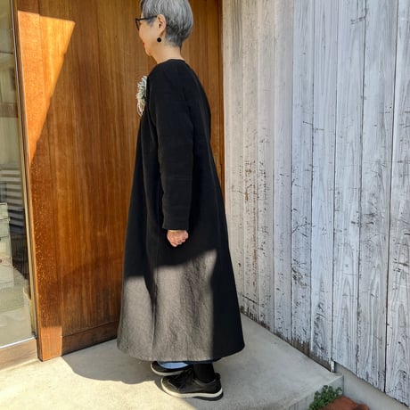 【受注品】厚手★4型✴︎幸せな春秋四角リネンコート魔法のスッキリシルエット、さらっと羽織れる✴︎国産高級ベルギーリネン✴︎【味わいブラック】