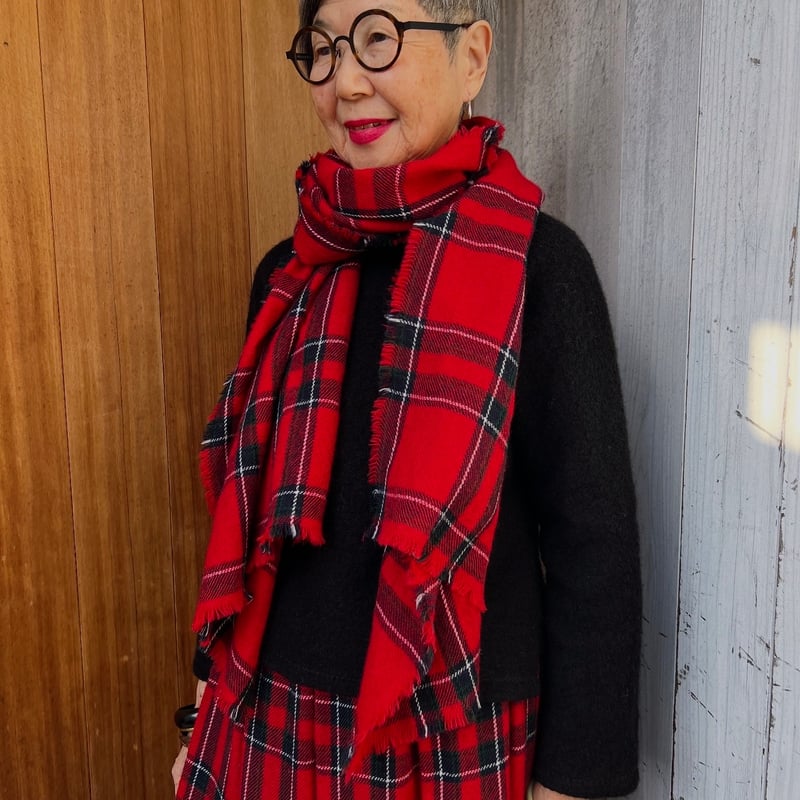 スコットランド産ストール🟥赤タータンチェック | カタカミナ