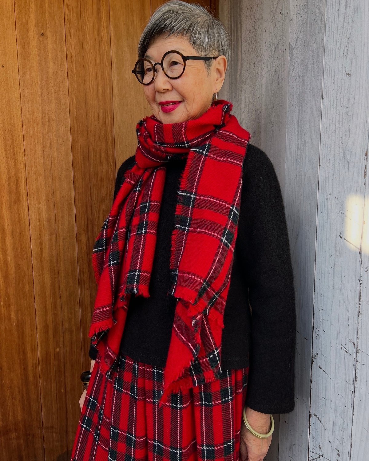 スコットランド産ストール🟥赤タータンチェック | カタカミナ