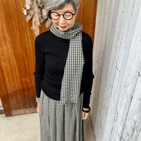 【No.2】★冬が楽しいスカート★25'26'秋冬No.2 ●黒×白ギンガムチェック★国産高級ウール100%★共布マフラー付き！