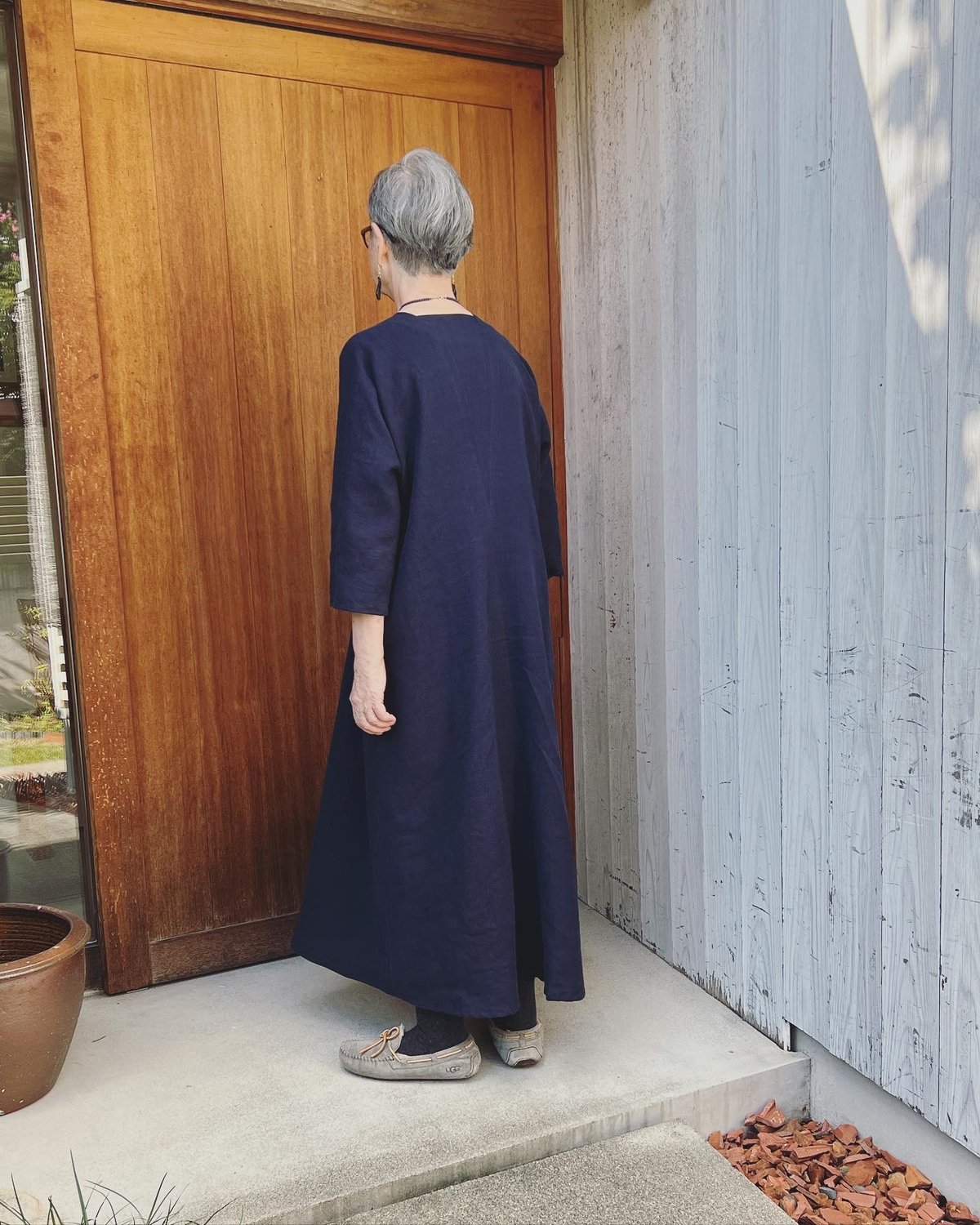 受注品】厚手☆シックに決めたい春の四角ワンピース✴︎後ろ三角パーツ