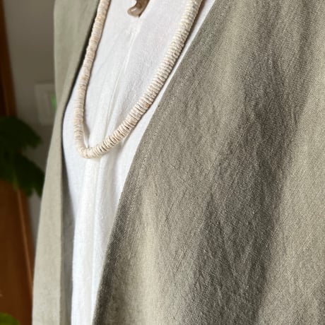 【受注品】春秋、さらっと羽織れる四角コート✴︎高級ベルギーリネン肉厚✴︎草原色