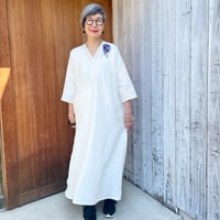【受注品】普通厚★幸せな春夏リネン四角ワンピース✴︎後ろ三角パーツボタン付きが標準になりました✴︎国産高級さらさらリネン✴︎【リネン四角ワンピースNo.5オフホワイト】