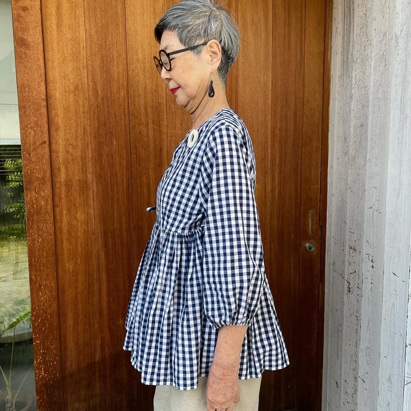 受注品】憧れのラバリ風ジャケット☆ギンガムチェック紺×白