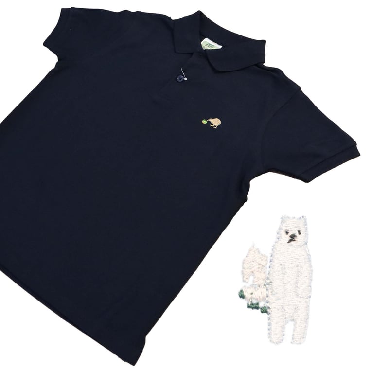 完全受注生産】動物と植物のつながりポロシャツ（ホッキョクグマ刺繍