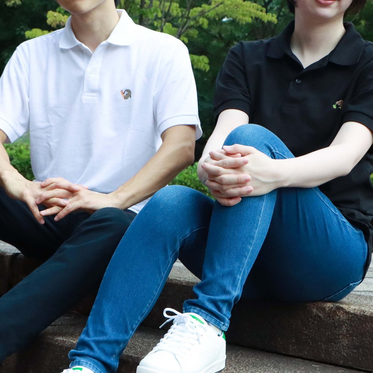 完全受注生産】動物と植物のつながりポロシャツ（ホッキョクグマ刺繍