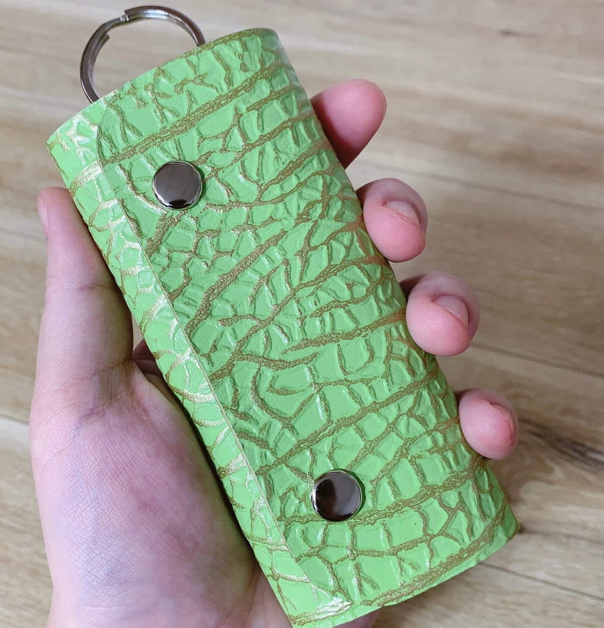 メロンなキーケース 本革 メロン柄 キーリング 鍵 | わんにゃん家族