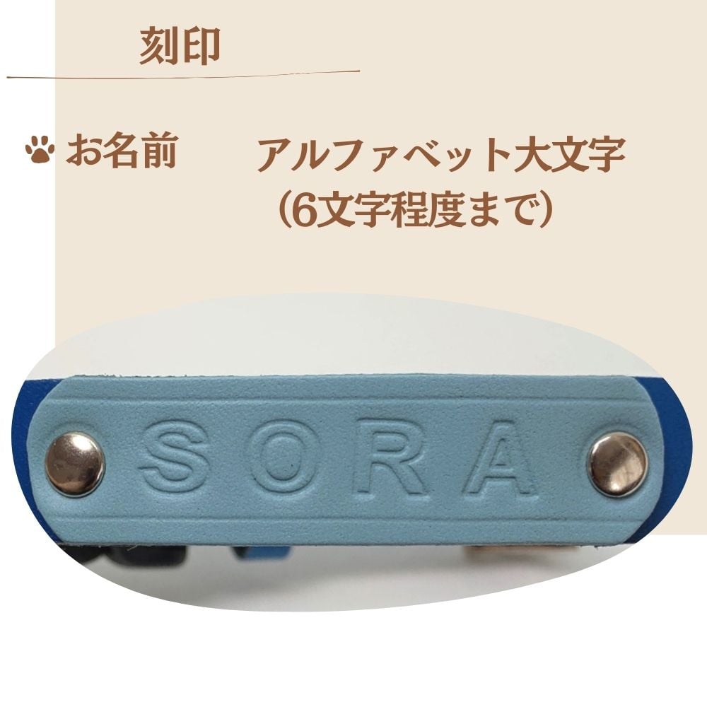 バイカラー お名前刻印 犬用 本革首輪 迷子札にも♪ バックルタイプ