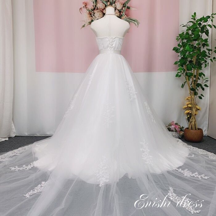 ウエディング オーバースカート トレーン レース ウェディングドレスの  