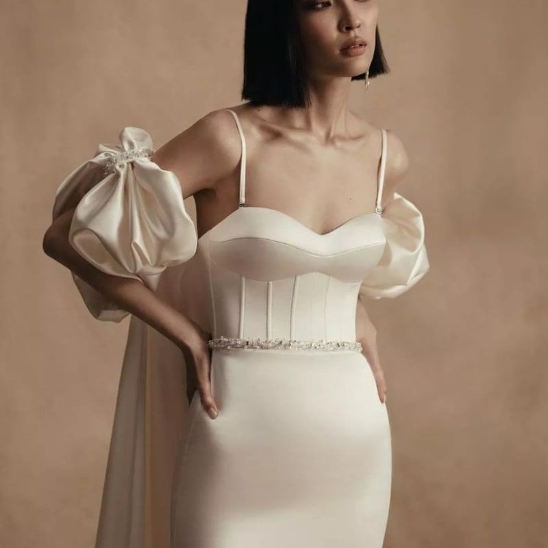 ベルト 結婚式 花嫁 デザイン感 ツーピース パーティードレス マント  