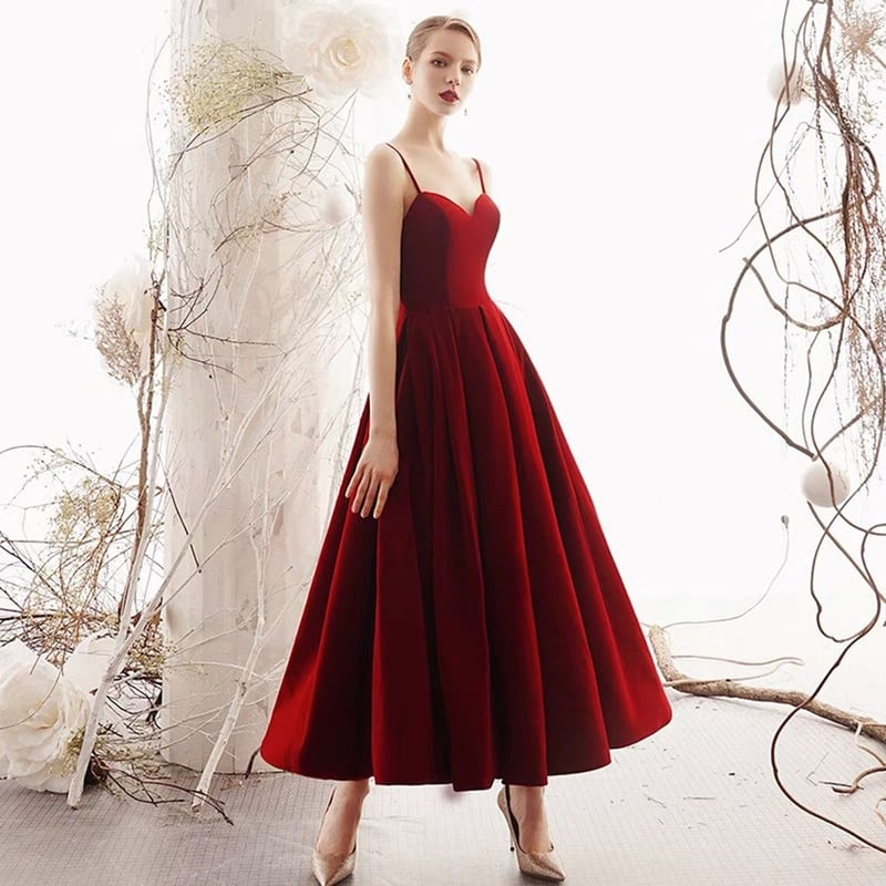 優しい キャミソール 編み上げ ワインレッド パーティードレス 夜会服  