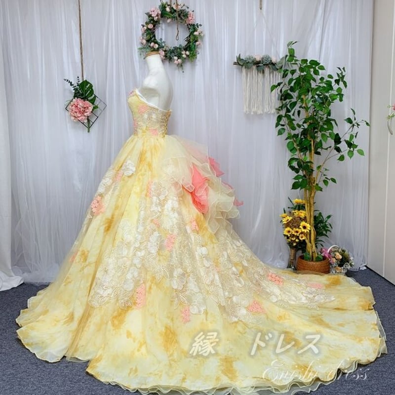 ウエディングドレス 花柄 カラードレス パーティー プリンセス ウエディングドレス 花柄 カラードレス パーティー プリンセス