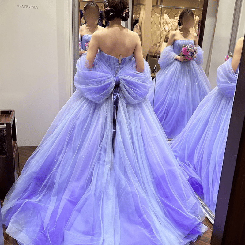 人気上昇！ふっくら柔らかなバックリボン カラードレス プリンセス  