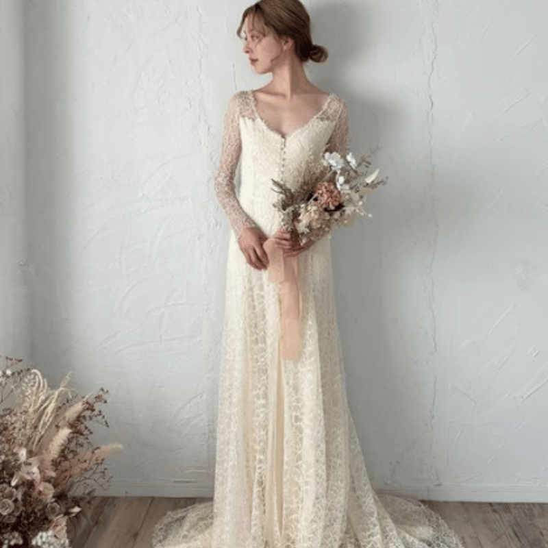 くるみボタン 前撮り 結婚式 花嫁 レース マーメイドライン くるみボタン 前撮り 結婚式 花嫁 レース マーメイドライン