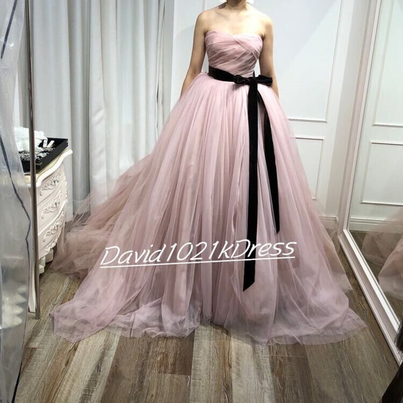 カラードレス 結婚式 こしあんの粉 ソフトチュール ベアトップ  