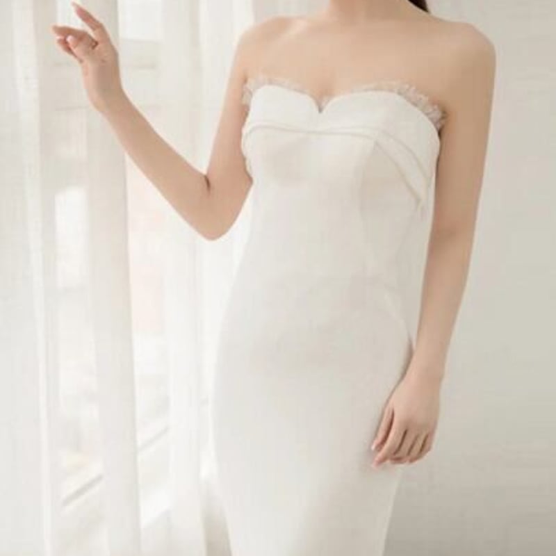 フランス風 ウェディングドレス 2waysドレス 取り外し袖 花嫁  