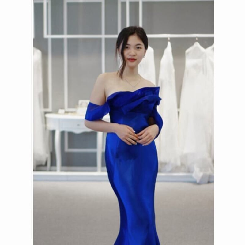 オフショルダー パーティードレス マーメイドライン 2次会 セクシー  