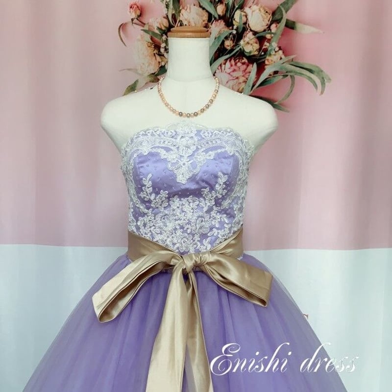 カラードレス 紫 パープル 色変更 ハートカット ウェディングドレス 