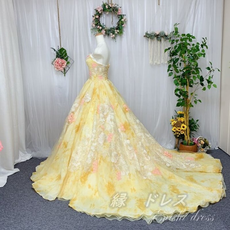 花柄パーティードレス結婚式ウェディング ウエディングドレス 花柄 カラードレス パーティー プリンセス