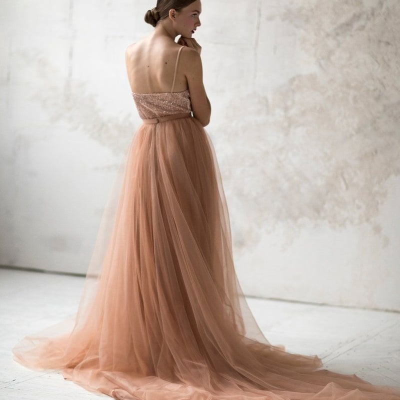 スカート チュールスカート ソフトチュール テラコッタ色 拳式  