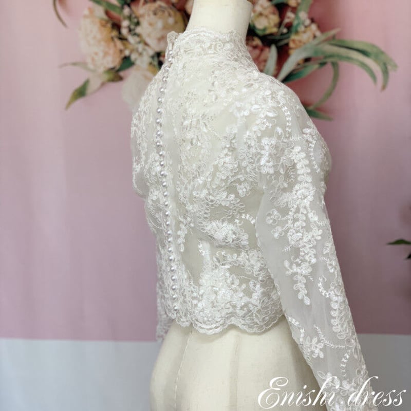 ウェディングドレス用　ボレロ 高品質！ ウエディングドレス ボレロ 3D立体レース刺繍 花嫁