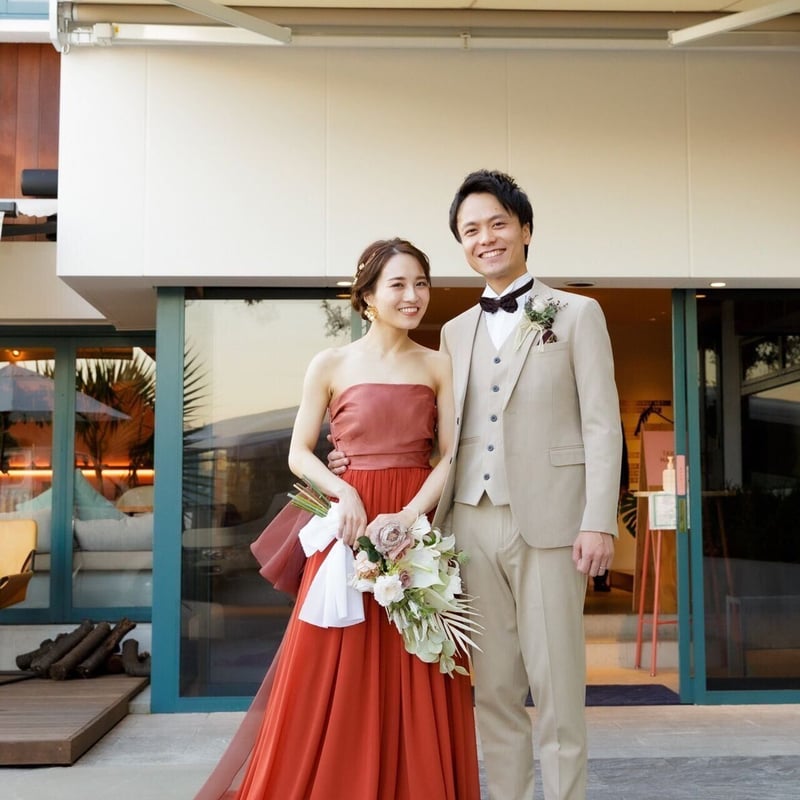 結婚式ドレス 茶色テラコッタ カラードレス トレーン オーダーメイド  