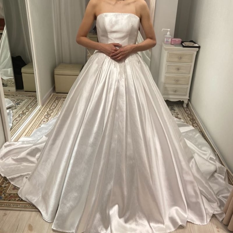 ウェディングドレス 取り外しオフショルダー Aライン スレンダーライン  