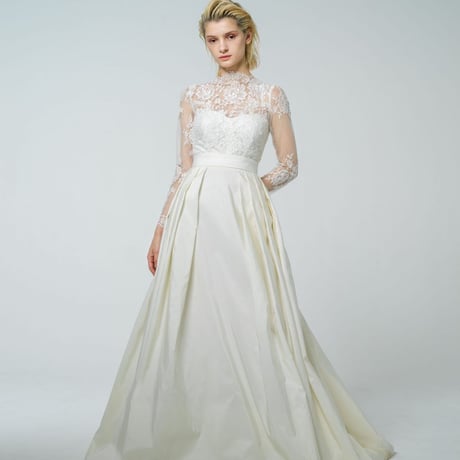 ウェディングドレス ホワイト クラシック風 高品質 トレーン シースルー袖 ブライズメイド/結婚式